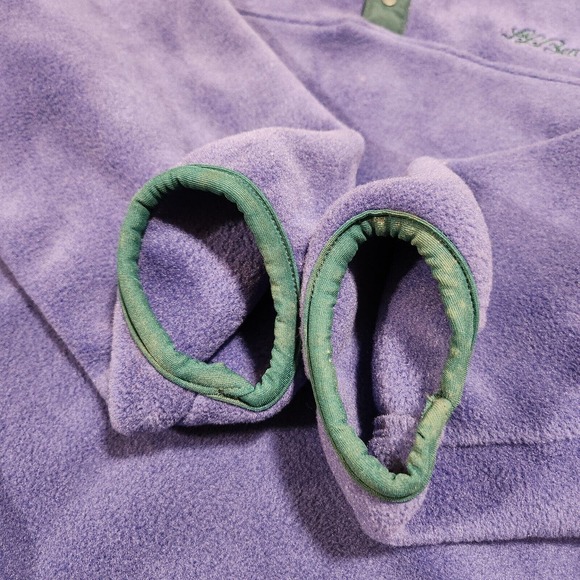 VTG 90s LL Bean Womens XL 1/4 Snap-T Super Soft Fleece Jacket Script USA Made - Picture 9 of 11